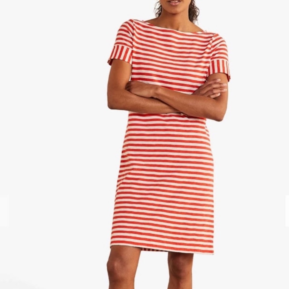 Anthropologie Boden Dress Women’s Size 6 Stripe Short Sleeve Red White